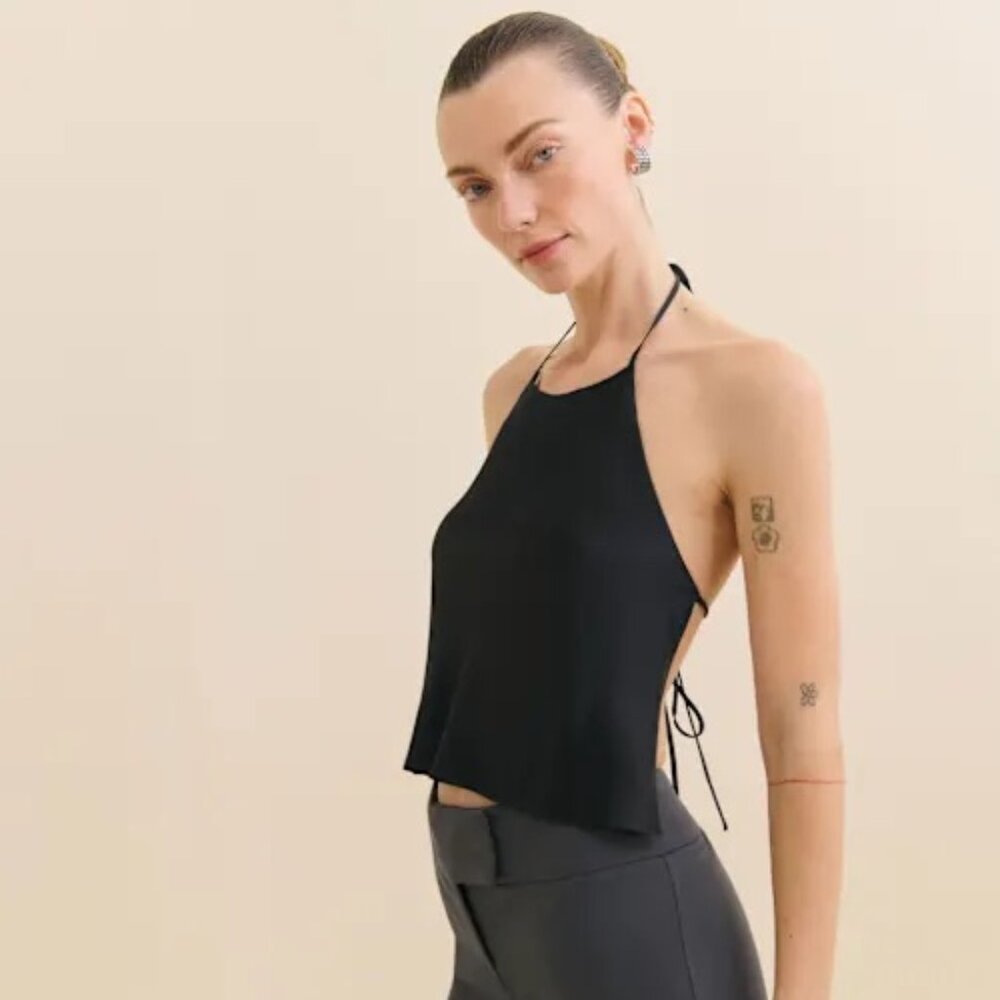 Reformation Jeany Silk Top Black - Size 8